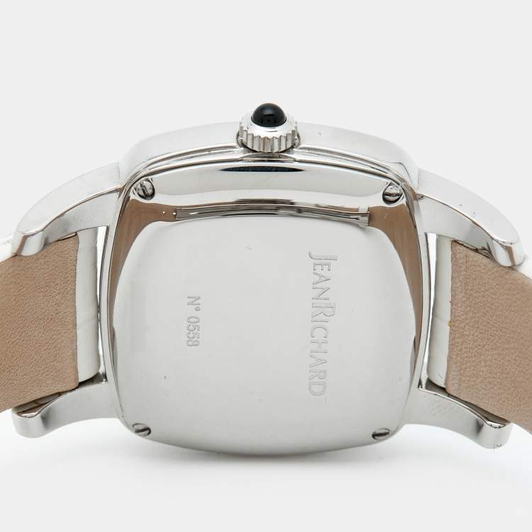 Pre Owned JeanRichard TV Screen Ref. 26113 Silver Dial Stainless Steel Alligator Leather Women's Wristwatch 32 mm