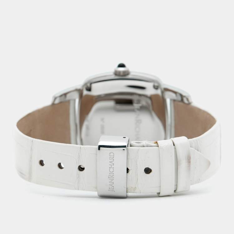 Pre Owned JeanRichard TV Screen Ref. 26113 Silver Dial Stainless Steel Alligator Leather Women's Wristwatch 32 mm