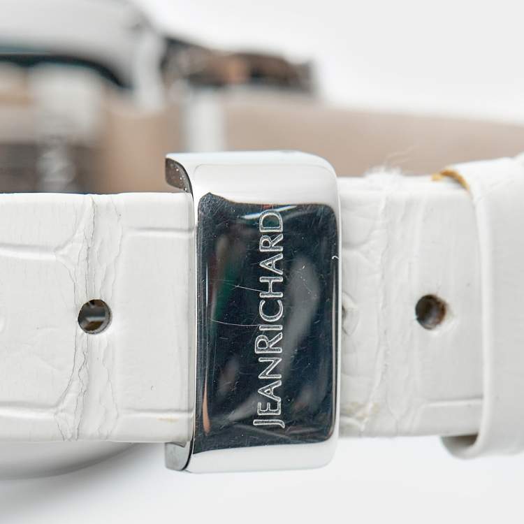 Pre Owned JeanRichard TV Screen Ref. 26113 Silver Dial Stainless Steel Alligator Leather Women's Wristwatch 32 mm