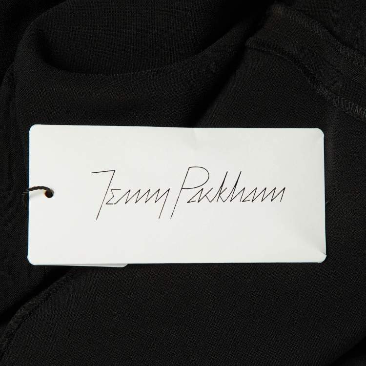 Pre Owned Jenny Packham Black Crepe Embellished Neck Gown S