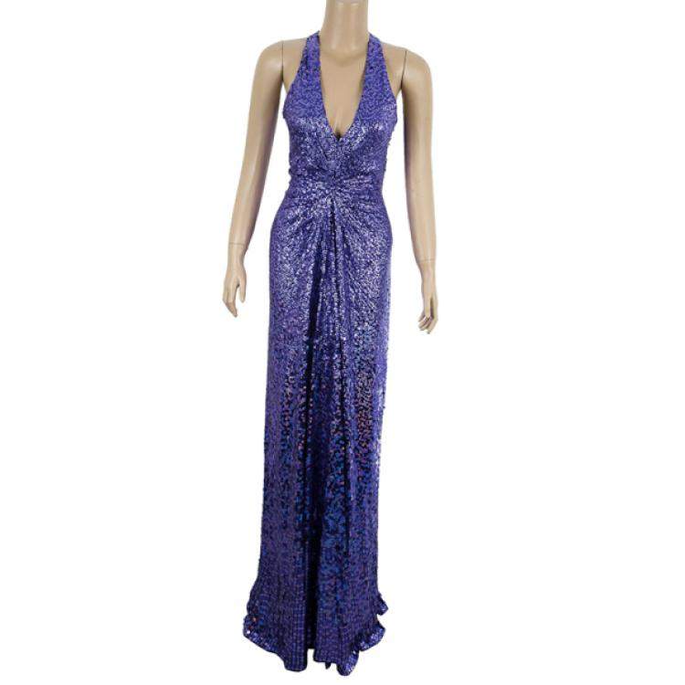 Pre Owned Jenny Packham Blue Embellished Gown M
