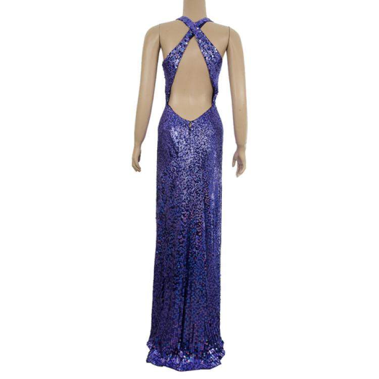 Pre Owned Jenny Packham Blue Embellished Gown M
