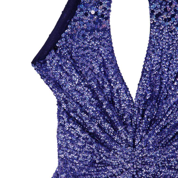 Pre Owned Jenny Packham Blue Embellished Gown M