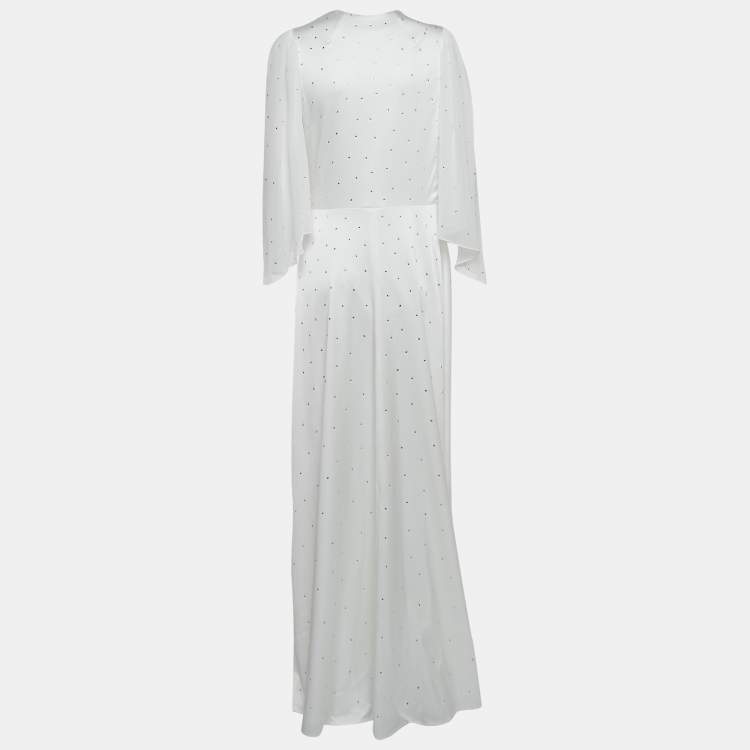 Pre Owned  Jenny Packham Ivory White Satin Crystal Embellished Bridal Gown L