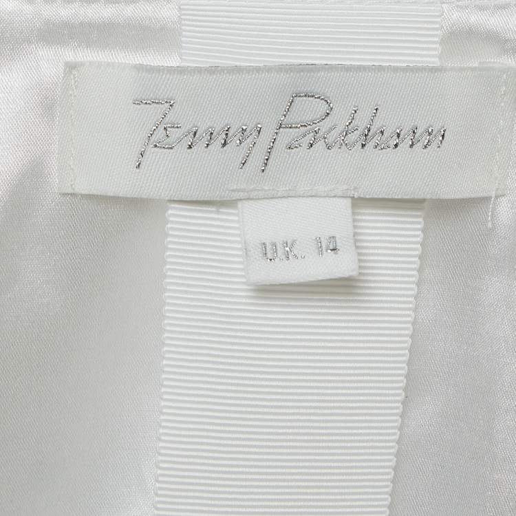Pre Owned  Jenny Packham Ivory White Satin Crystal Embellished Bridal Gown L
