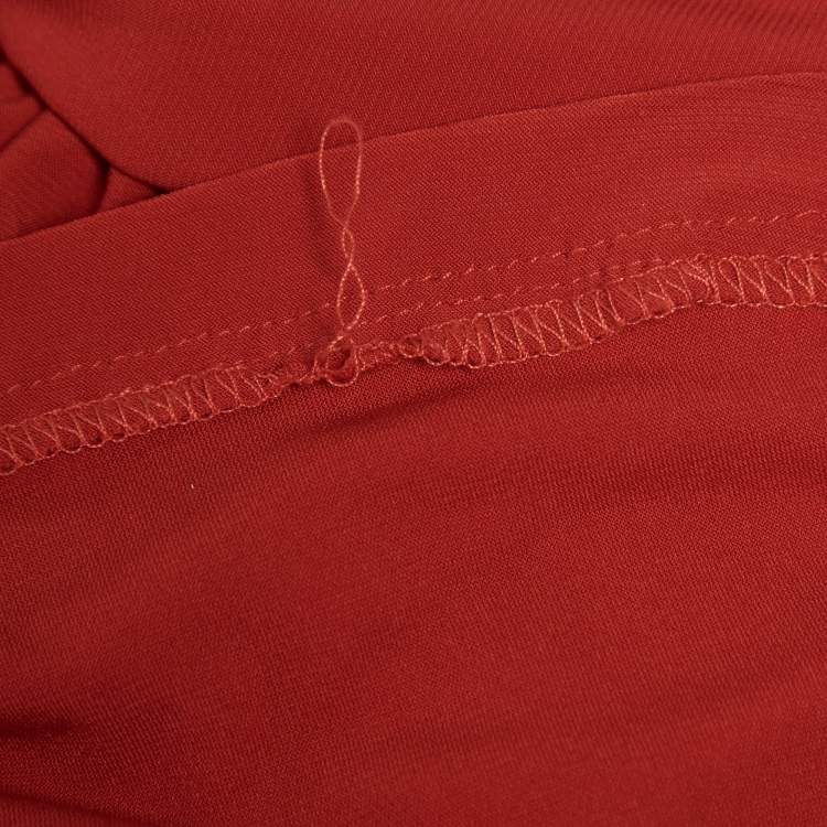 Pre Owned Jenny Packham Red Beaded Jersey Halter Neck Maxi Dress L