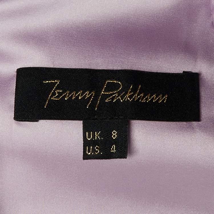 Pre Owned Jenny Packham Lavender Crepe Embellished Shoulder Gown S