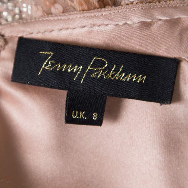 Pre Owned Jenny Packham Blush Pink Embellished Tulle Gown S