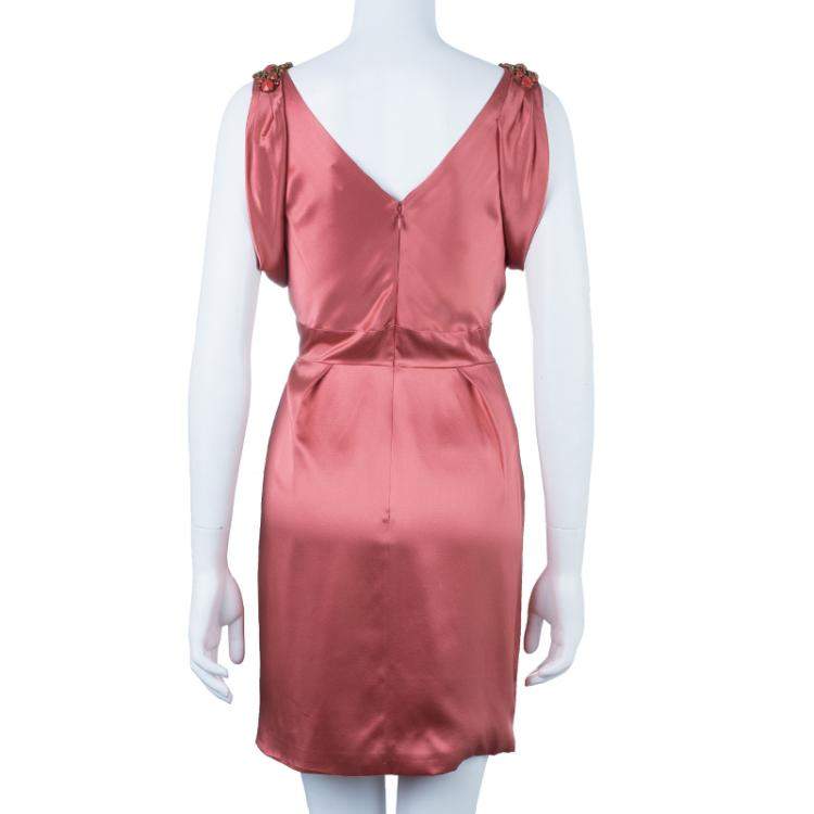مملوكة مسبقًا Jenny Packham Coral Embellished Silk Dress M