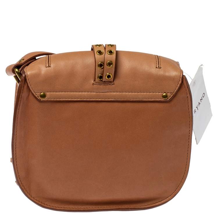 Pre Owned Jerome Dreyfuss Light Brown Leather Embellished Small Victor Shoulder Bag