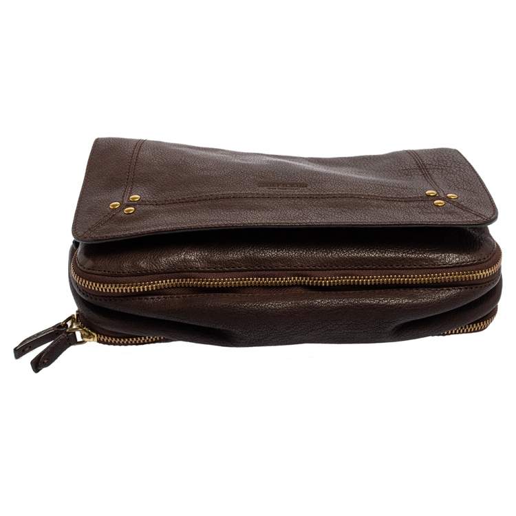 Pre Owned Jerome Dreyfuss Dark Brown Leather Bubble Shoulder Bag