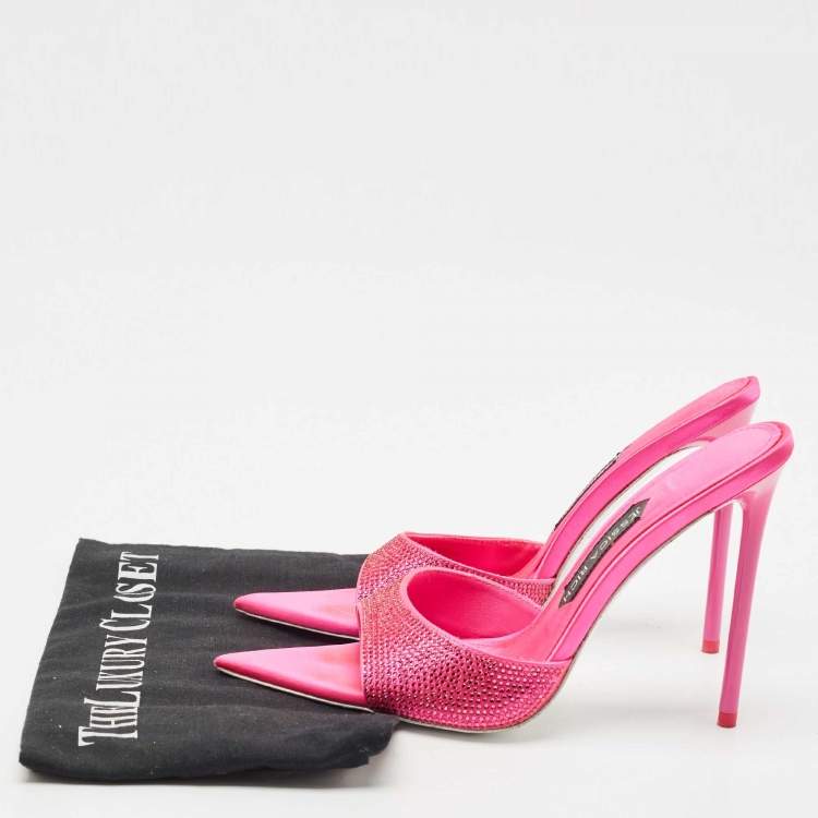 Pre Owned Jessica Rich Fuchsia Satin Imani Slide Sandals Size 37