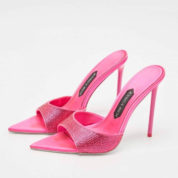 Pre Owned Jessica Rich Fuchsia Satin Imani Slide Sandals Size 37
