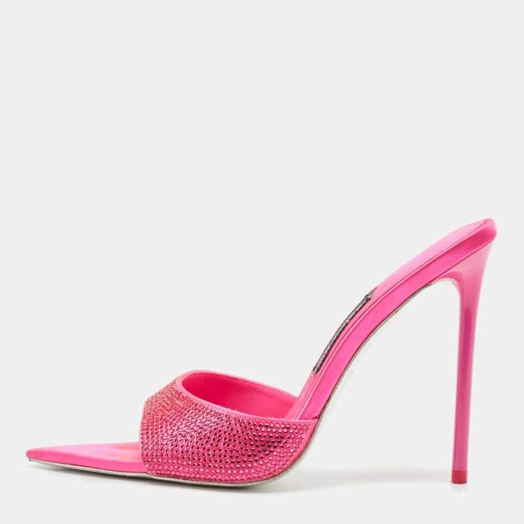 Pre Owned Jessica Rich Fuchsia Satin Imani Slide Sandals Size 37