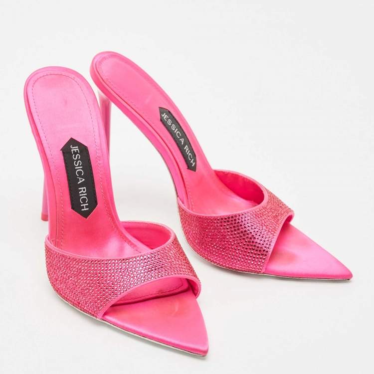 Pre Owned Jessica Rich Fuchsia Satin Imani Slide Sandals Size 37