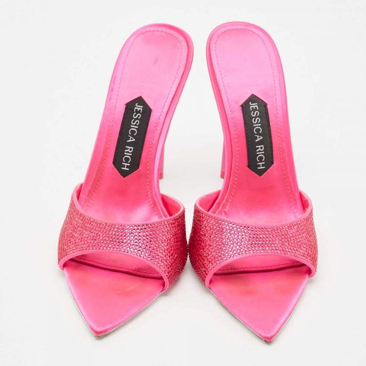Pre Owned Jessica Rich Fuchsia Satin Imani Slide Sandals Size 37