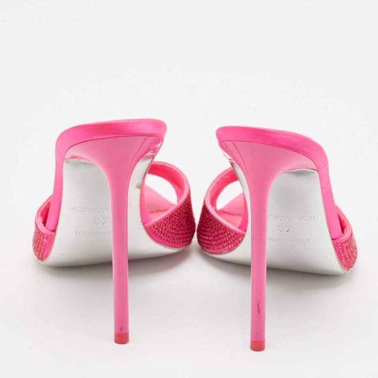 Pre Owned Jessica Rich Fuchsia Satin Imani Slide Sandals Size 37