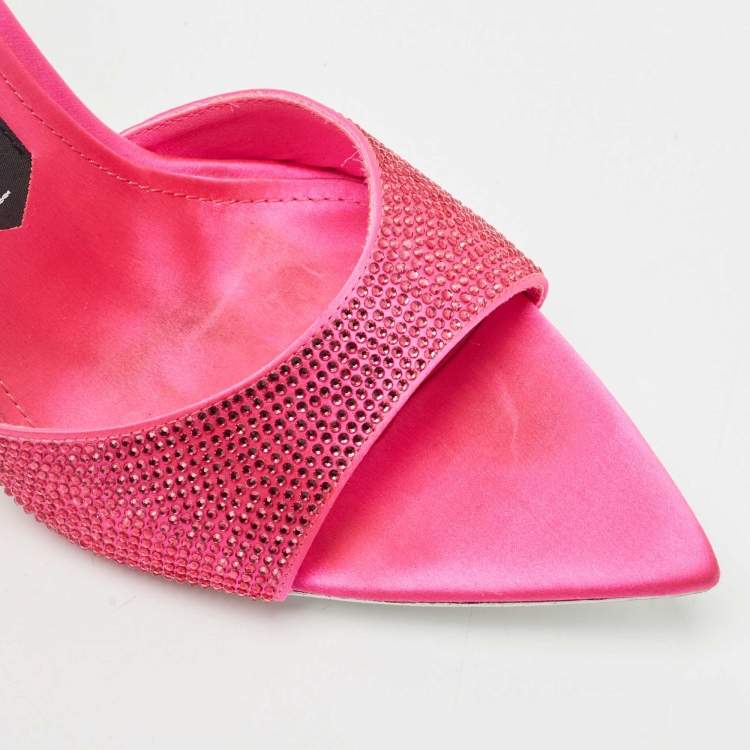 Pre Owned Jessica Rich Fuchsia Satin Imani Slide Sandals Size 37