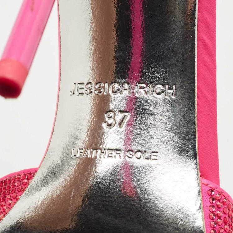 Pre Owned Jessica Rich Fuchsia Satin Imani Slide Sandals Size 37