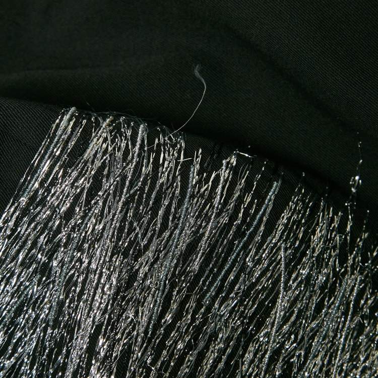 Pre Owned Jil Sander Black Metallic Embroidered Wool Straight Trousers S
