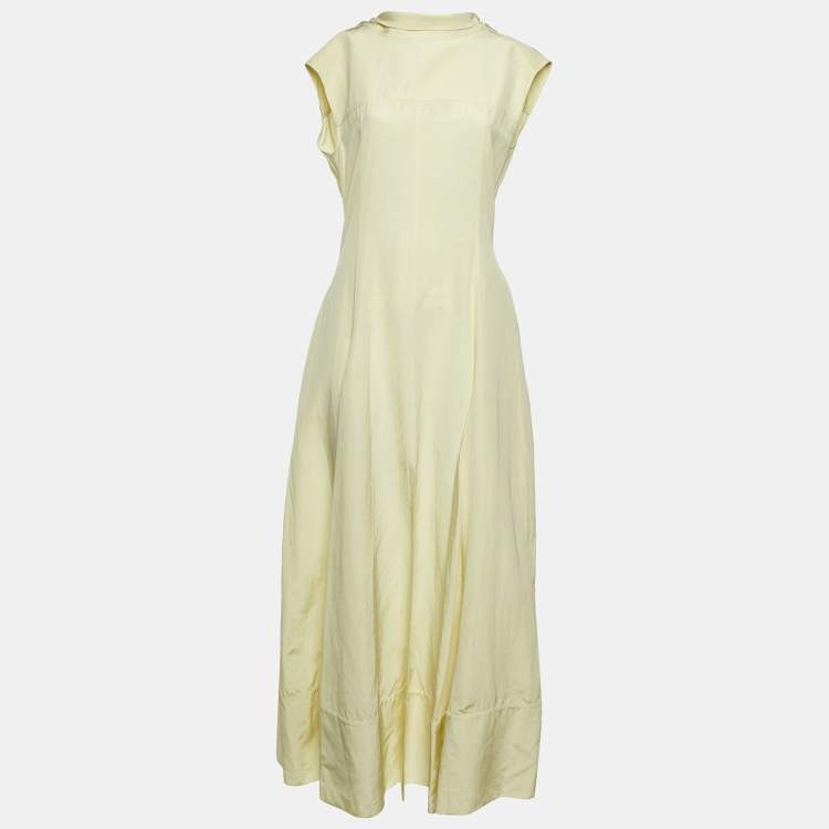 Pre Owned Jil Sander Yellow Linen Blend Open Back Maxi Dress S