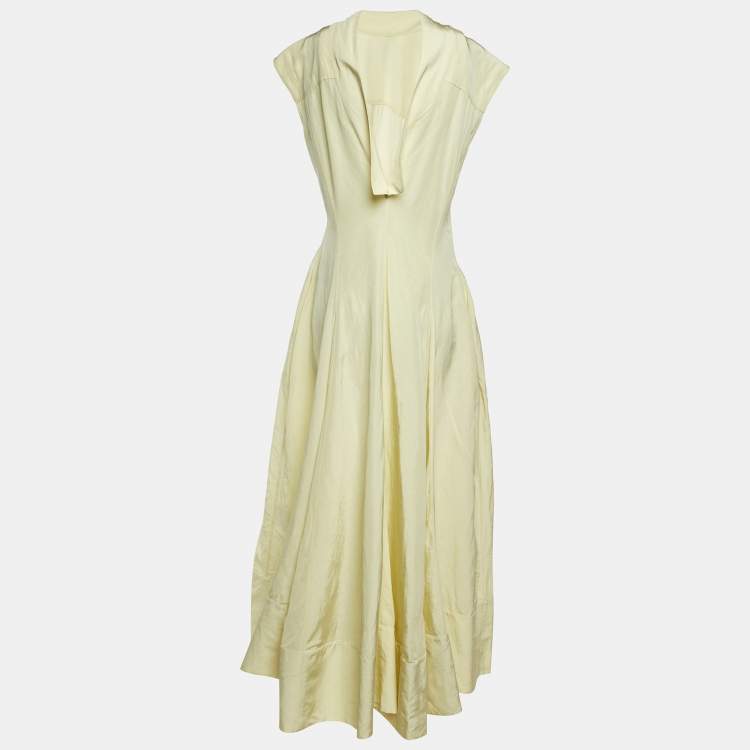Pre Owned Jil Sander Yellow Linen Blend Open Back Maxi Dress S