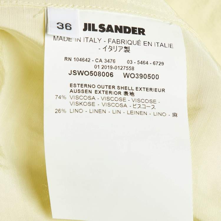 Pre Owned Jil Sander Yellow Linen Blend Open Back Maxi Dress S