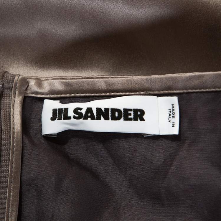 Pre Owned Jil Sander Beige Silk Halterneck Maxi Dress L