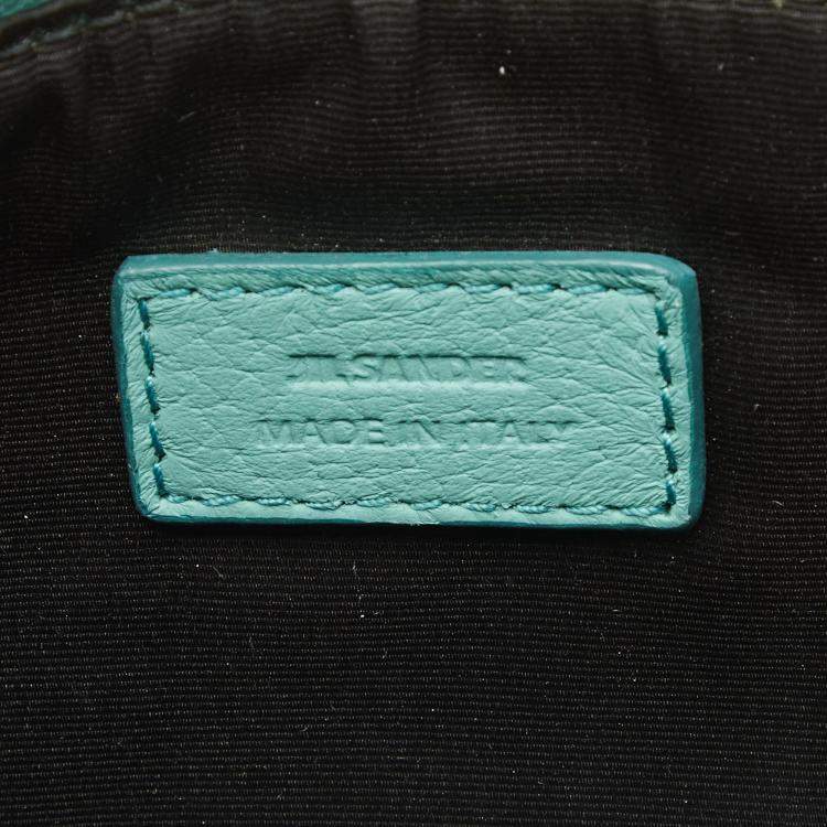 Pre Owned Jil Sander Aqua Green Leather Zip Pouch