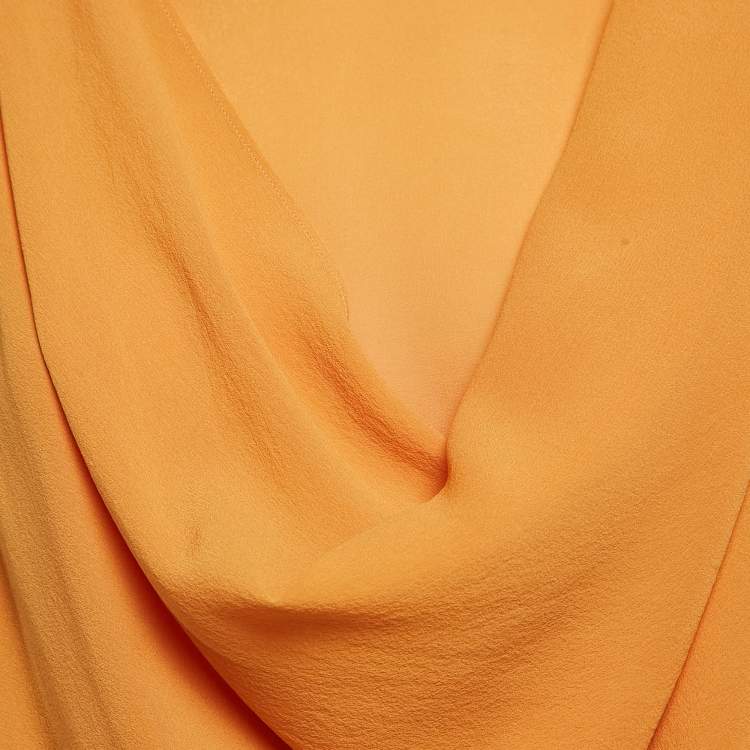 Pre Owned Jil Sander Yellow Chiffon Draped Sleeveless Top S
