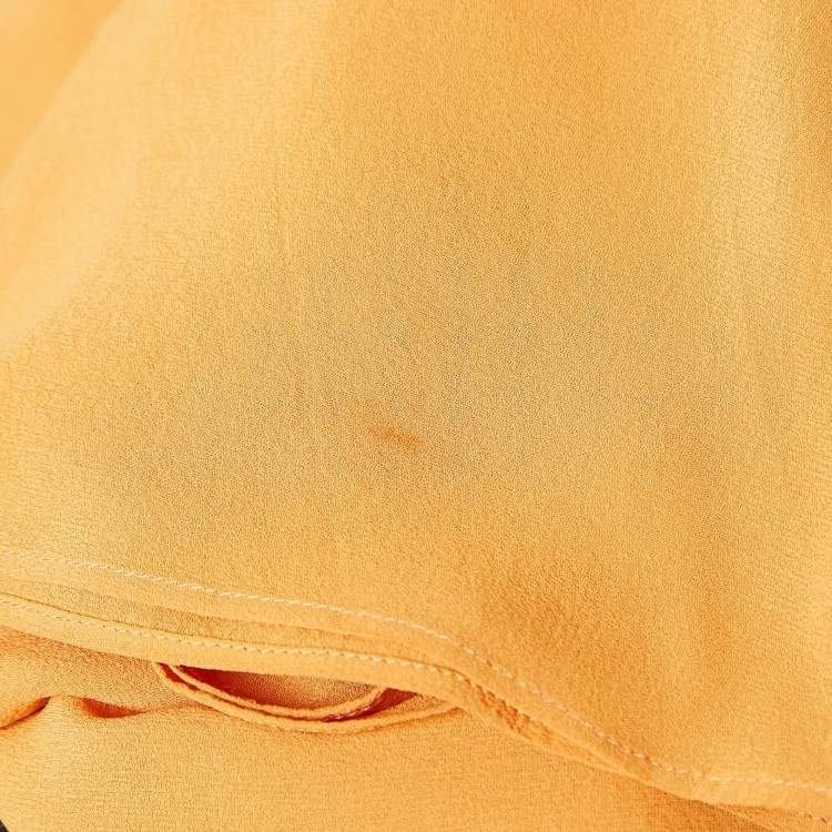 Pre Owned Jil Sander Yellow Chiffon Draped Sleeveless Top S