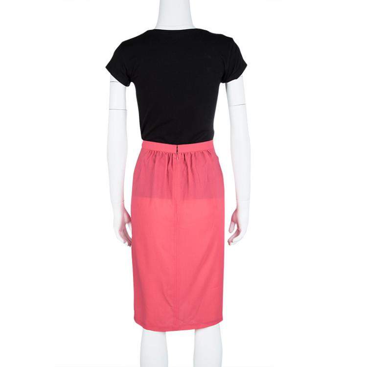 Pre Owned Jil Sander Pink Wool Twist Front Detail Skirt M