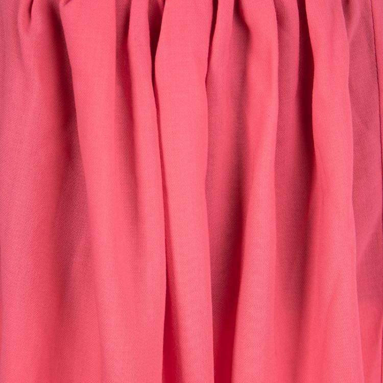 Pre Owned Jil Sander Pink Wool Twist Front Detail Skirt M