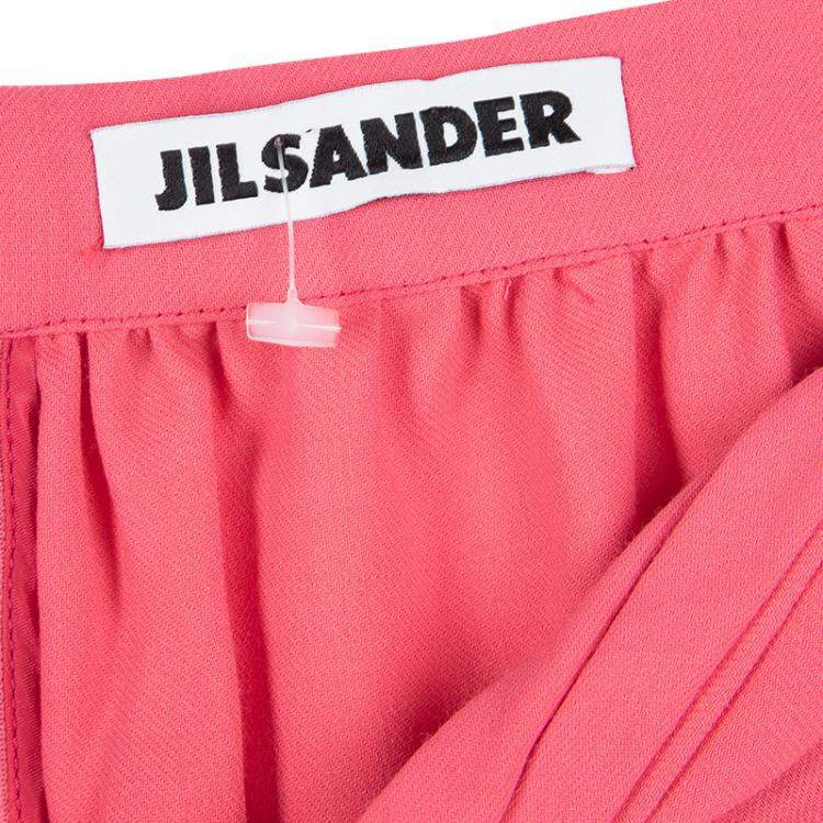 Pre Owned Jil Sander Pink Wool Twist Front Detail Skirt M