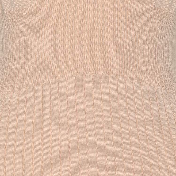 Pre Owned Jil Sander Cream/Beige Knit Virgin Wool Maxi Dress M