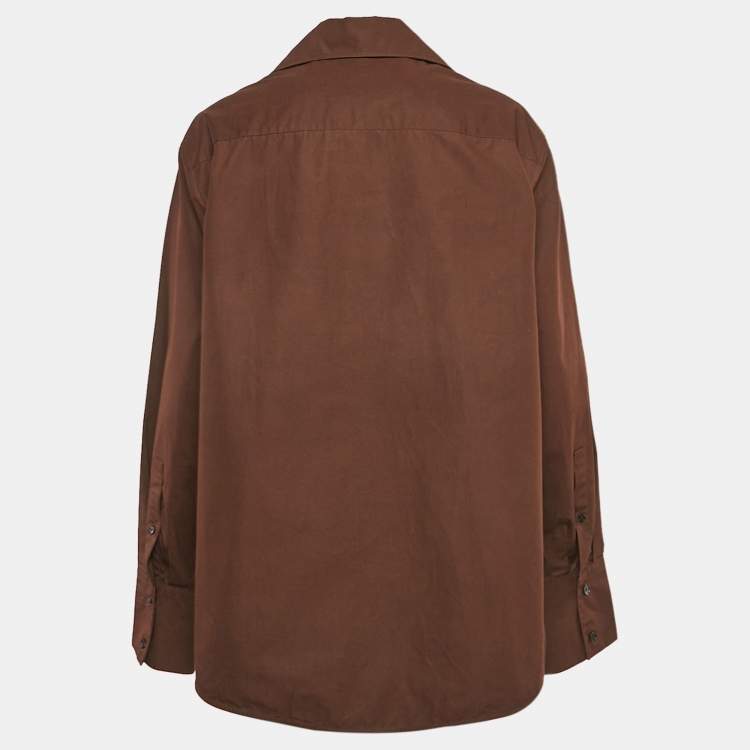 Pre Owned Jil Sander Brown Cotton Oversized Shirt S