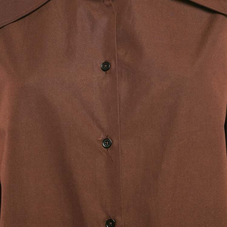 Pre Owned Jil Sander Brown Cotton Oversized Shirt S