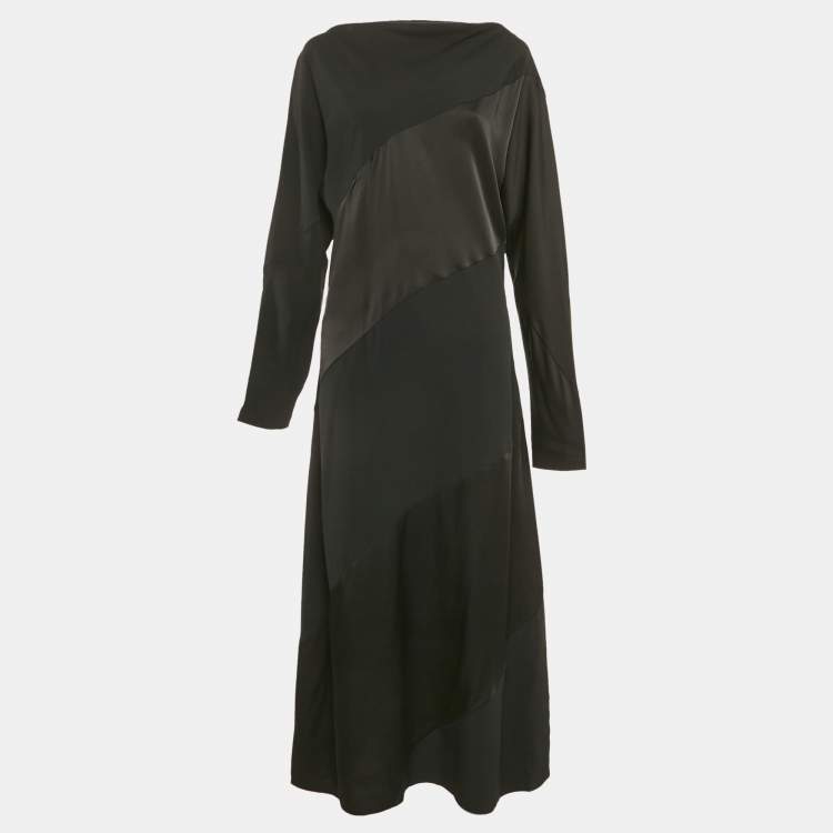 Pre Owned Jil Sander Black Crepe Long Dress M