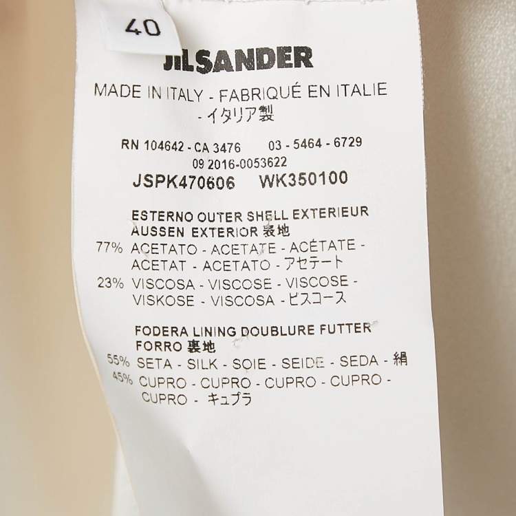 Pre Owned Jil Sander White Sateen Waist Drawstring Midi Dress S