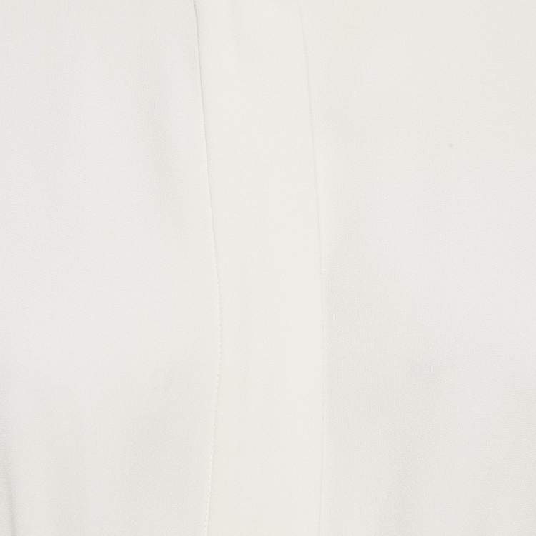 Pre Owned Jil Sander White Sateen Waist Drawstring Midi Dress S