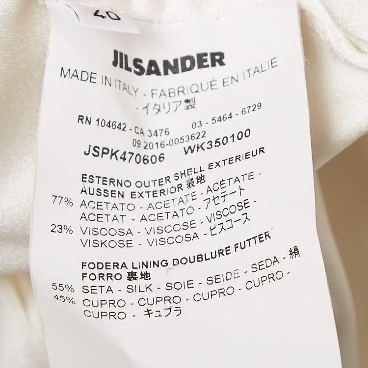 Pre Owned Jil Sander White Sateen Waist Drawstring Midi Dress S