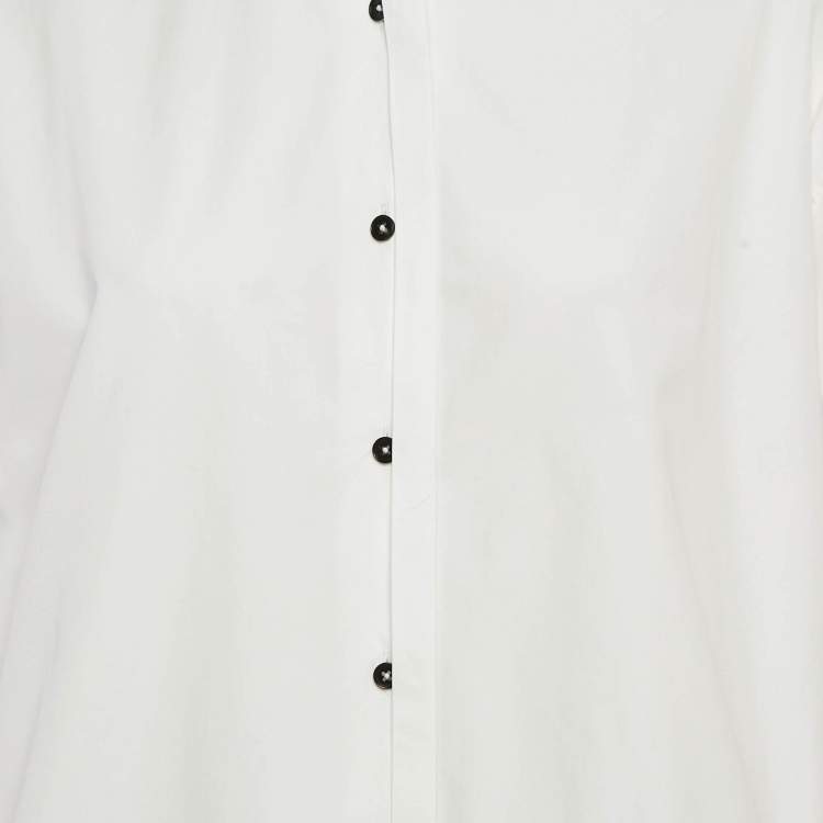 Pre Owned Jil Sander White Cotton Button Front Oversized Shirt S