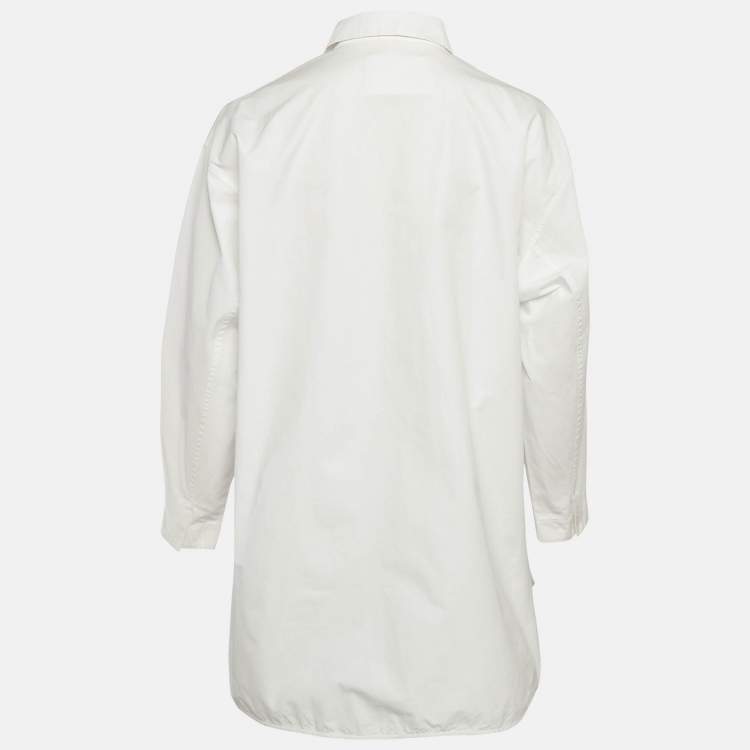 Pre Owned Jil Sander White Cotton Button Front Oversized Shirt S