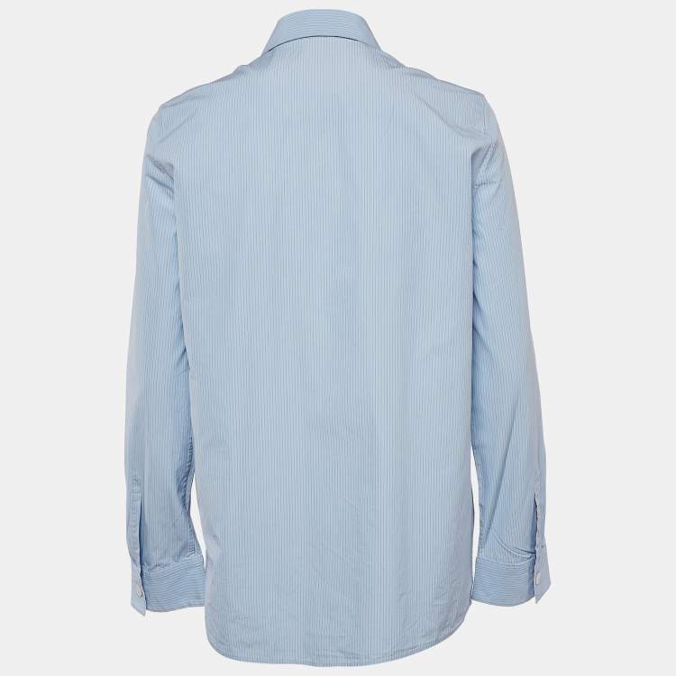 Pre Owned Jil Sander Monday Blue Striped Cotton Shirt S