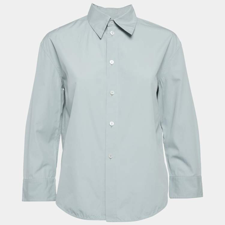 Pre Owned Jil Sander Light Blue Cotton Button Front Shirt S