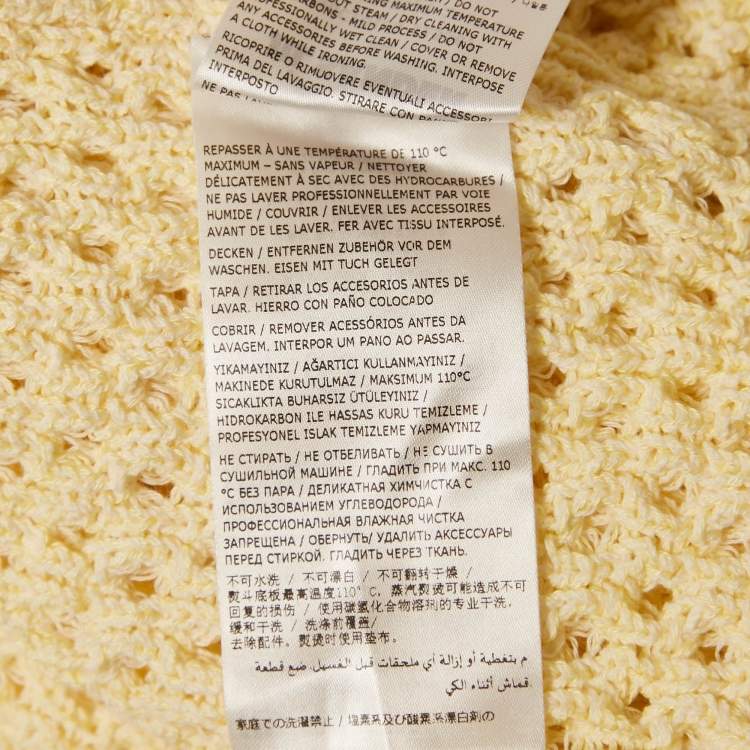 Pre Owned Jil Sander Yellow Crochet Knit Short Sleeveless Dress L