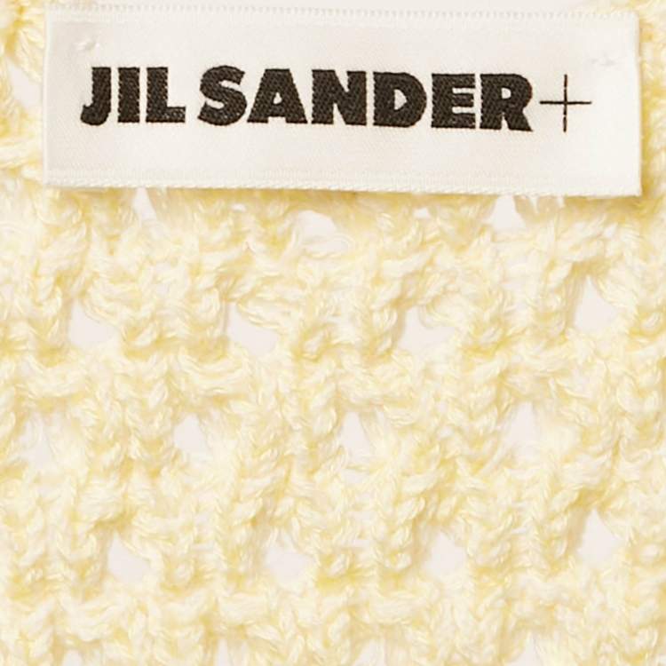 Pre Owned Jil Sander Yellow Crochet Knit Short Sleeveless Dress L