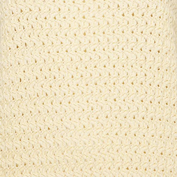 Pre Owned Jil Sander Yellow Crochet Knit Short Sleeveless Dress L