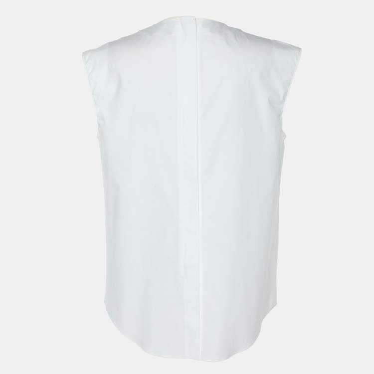 Pre Owned Jil Sander White Stretch Cotton Top S