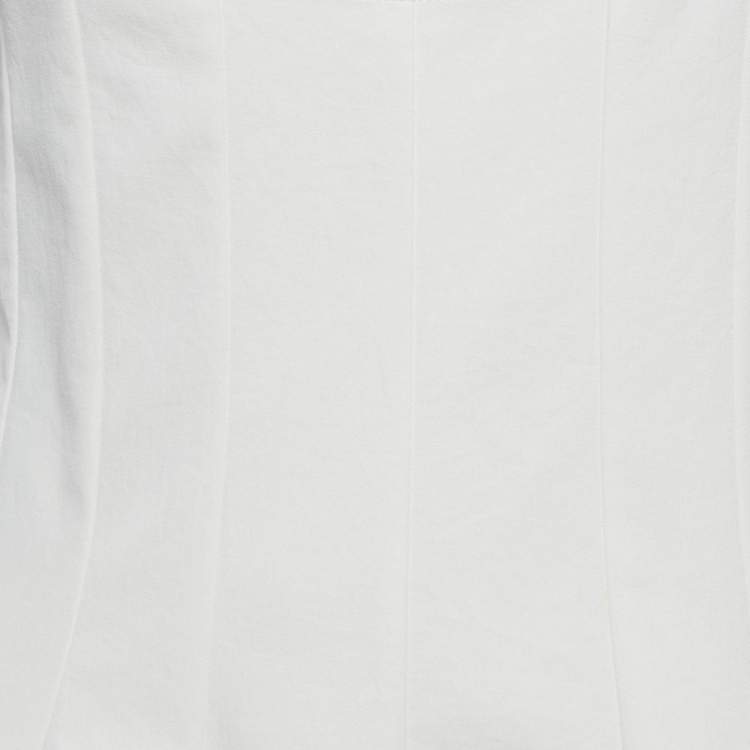 Pre Owned Jil Sander White Stretch Gabardine Paneled Mini Dress M